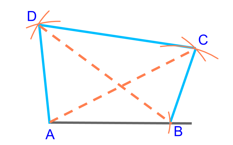 quadrilateral construction 3 sides and 2 diagonals