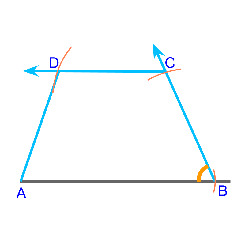 construction of trapezium with 2 bases, 1 side, and an angle